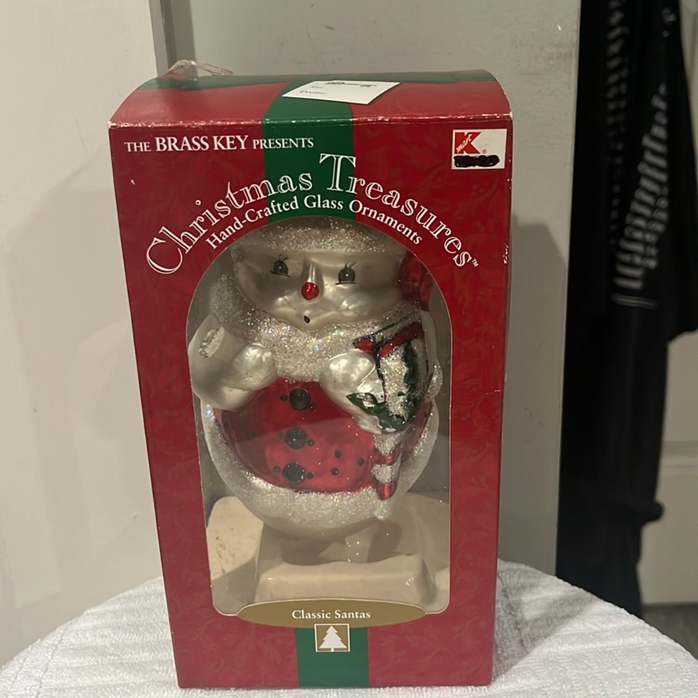 Hand Crafted Glass Christmas Snowman Ornament